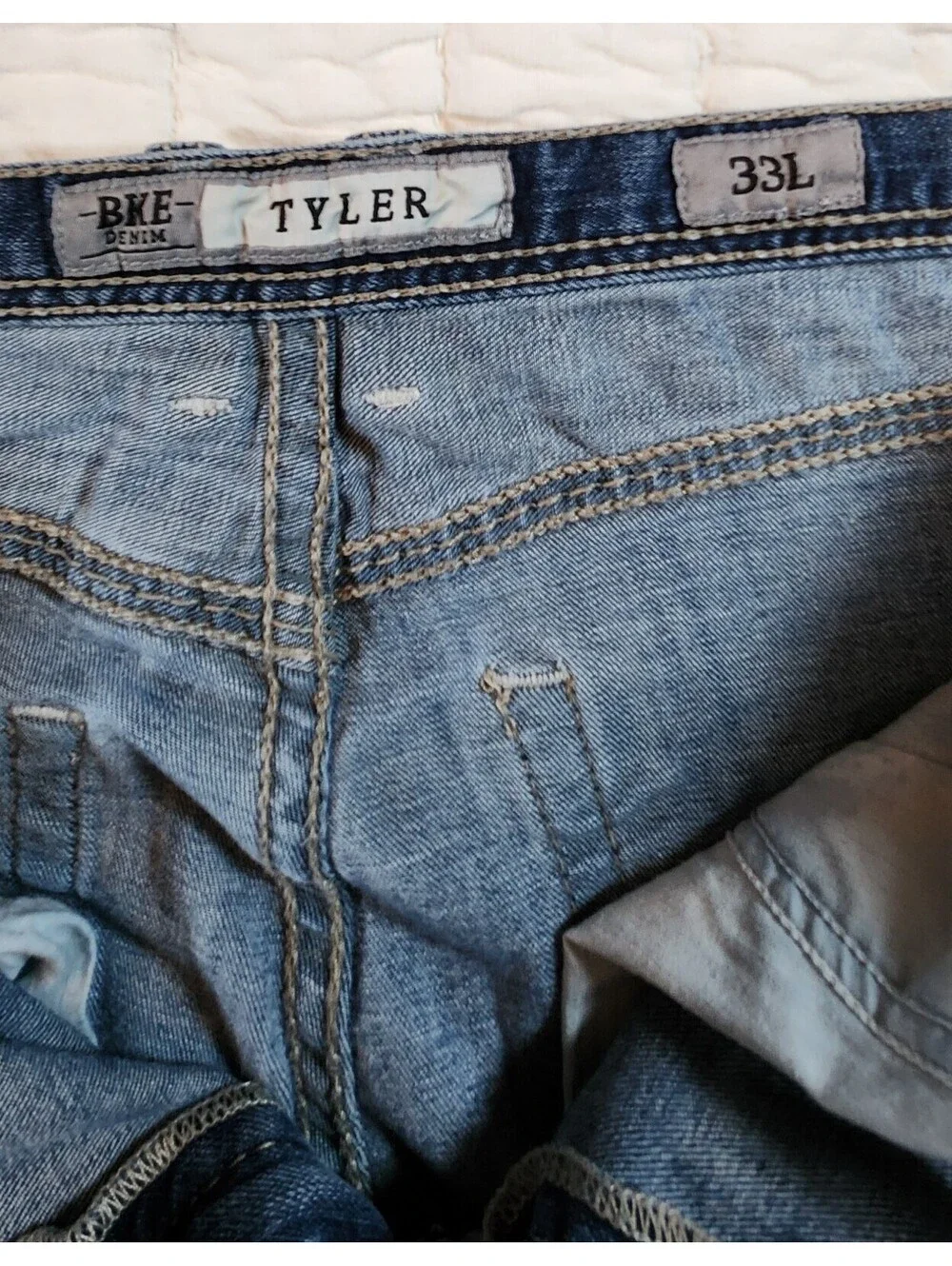 BKE Tyler Straight Men's Jeans 33L Blue Denim NO Fraying On Cuffs